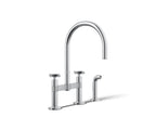 Kohler Billet — Mezcladora de Cocina tipo Puente Alto con Rociador Lateral y Manijas de Cruz — Cromo Pulido