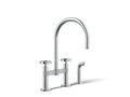Kohler Billet — Mezcladora de Cocina tipo Puente Alto con Rociador Lateral y Manijas Redondas — Cromo Pulido
