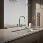 Kohler Billet — Mezcladora de Cocina tipo Puente Alto con Rociador Lateral y Manijas Redondas — Ambientación 2