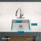 Elkay Tarja Crosstown® Calibre 18 Acero Inoxidable 22-1/2" x 18-1/2" x 5-1/2" de Un Tazón Bajo Cubierta — ambiente de cocina
