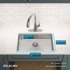 Elkay Tarja Crosstown® Calibre 18 Acero Inoxidable 25-1/2" x 18-1/2" x 5-1/2" de Un Tazón Bajo Cubierta — ambiente de cocina