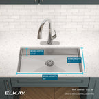Elkay Tarja Crosstown® Calibre 18 Acero Inoxidable 31-1/2" x 18-1/2" x 5-1/2" de Un Tazón Bajo Cubierta — ambiente de cocina