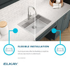 Elkay Tarja Crosstown® Calibre 18 Acero Inoxidable 25" x 22" x 6" de Un Tazón ADA de Doble Montaje — ambiente de cocina