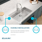 Elkay Tarja Crosstown® Calibre 18 Acero Inoxidable 33" x 22" x 6" de Un Tazón ADA de Doble Montaje — ambiente de cocina