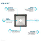 Elkay Tarja Crosstown® Calibre 18 Acero Inoxidable 16-1/2" x 16-1/2" x 5" de Un Tazón Bajo Cubierta — ambiente de cocina