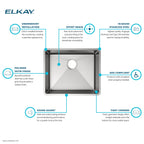 Elkay Tarja Crosstown® Calibre 18 Acero Inoxidable 22-1/2" x 18-1/2" x 5-1/2" de Un Tazón Bajo Cubierta — ambiente de cocina