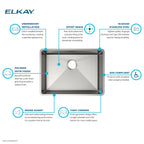 Elkay Tarja Crosstown® Calibre 18 Acero Inoxidable 25-1/2" x 18-1/2" x 5-1/2" de Un Tazón Bajo Cubierta — ambiente de cocina