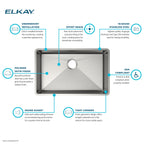 Elkay Tarja Crosstown® Calibre 18 Acero Inoxidable 29-1/2" x 18-1/2" x 5-1/2" de Un Tazón Bajo Cubierta — ambiente de cocina