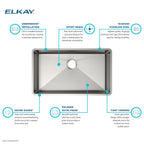 Elkay Tarja Crosstown® Calibre 18 Acero Inoxidable 31-1/2" x 18-1/2" x 5-1/2" de Un Tazón Bajo Cubierta — ambiente de cocina