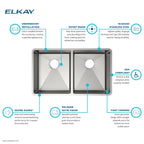 Elkay Tarja Crosstown® Calibre 18 Acero Inoxidable 31-1/2" x 18-1/2" x 5-1/2" de Dos Tazones Bajo Cubierta — ambiente de cocina