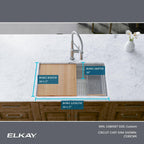 Elkay Tarja Circuit Chef® Workstation Acero Inoxidable 32-1/2" x 20-1/2" x 10" de Un Tazón Bajo Cubierta (Kit con Tablas de Polímero Negro) — ambiente de cocina