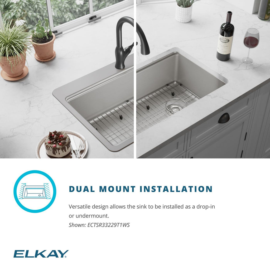 Elkay Tarja Crosstown® Workstation Acero Inoxidable 33" x 22" x 9" 1 Orificio de Un Tazón de Doble Montaje — ambiente de cocina