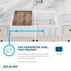 Elkay Tarja Fireclay 30" x 18-13/16" x 9-5/8" de Un Tazón Farmhouse Workstation (Kit) Blanco — ambiente de cocina