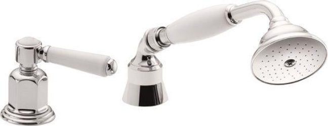 California Faucets Cardiff Regadera de Mano y Desviador Completo para Tina Romana - Palanca de Porcelana - Polished Chrome