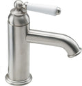 California Faucets Cardiff Llave de Lavabo de Un Solo Orificio - Palanca de Porcelana - Níquel Satinado