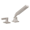 California Faucets San Elijo Regadera de Mano y Desviador Completo para Tina Romana - Base Cuadrada - Satin Nickel