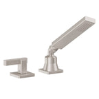 California Faucets San Elijo Regadera de Mano y Desviador Completo para Tina Romana - Base Cuadrada - Satin Nickel