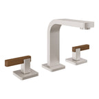 California Faucets San Elijo 8" Llave de Lavabo de 3 Orificios para Cubierta, con Dos Manerales - Base Cuadrada - Níquel Satinado