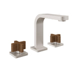 California Faucets San Elijo 8" Llave de Lavabo de 3 Orificios para Cubierta, con Dos Manerales - Base Cuadrada - Níquel Satinado
