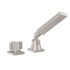 California Faucets San Elijo Regadera de Mano y Desviador Completo para Tina Romana - Base Cuadrada - Satin Nickel