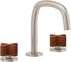 California Faucets San Elijo 8" Llave de Lavabo de 3 Orificios para Cubierta, con Dos Manerales - Base Redonda - Níquel Satinado
