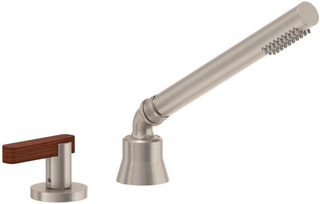 California Faucets San Elijo Regadera de Mano y Desviador Completo para Tina Romana - Base Redonda - Satin Nickel
