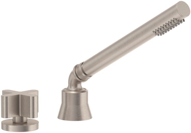 California Faucets San Elijo Regadera de Mano y Desviador Completo para Tina Romana - Base Redonda - Satin Nickel