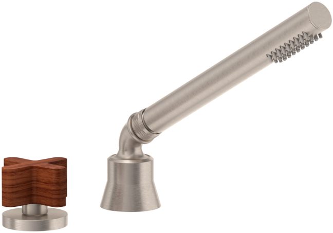 California Faucets San Elijo Regadera de Mano y Desviador Completo para Tina Romana - Base Redonda - Satin Nickel