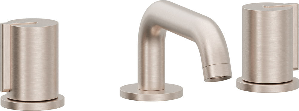 California Faucets Jalama Llave de Lavabo de 8" de 3 Orificios para Cubierta, con Dos Manerales - Pico Quad Bajo - Níquel Satinado