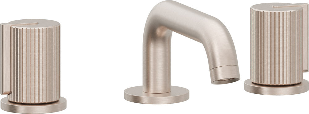 California Faucets Jalama Llave de Lavabo de 8" de 3 Orificios para Cubierta, con Dos Manerales - Pico Quad Bajo - Níquel Satinado