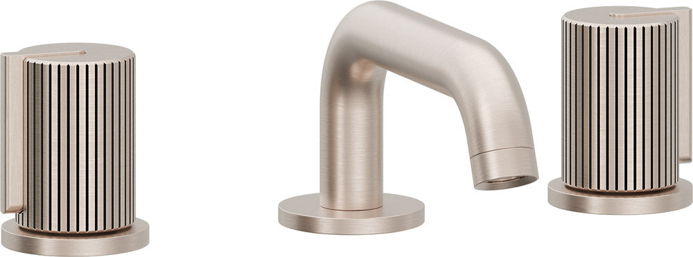 California Faucets Jalama Llave de Lavabo de 8" de 3 Orificios para Cubierta, con Dos Manerales - Pico Quad Bajo - Níquel Satinado
