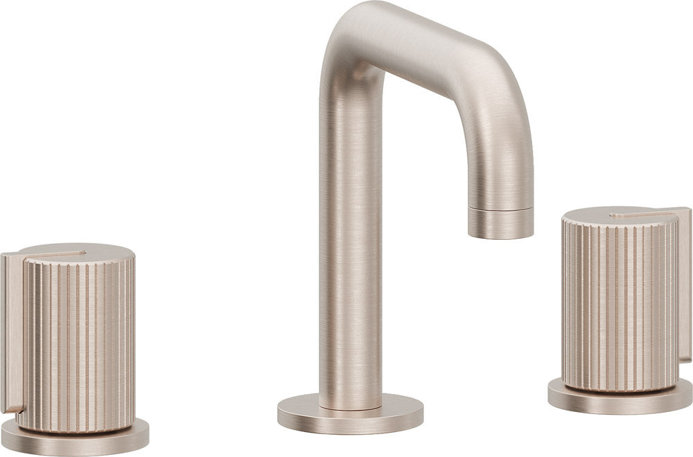 California Faucets Jalama Llave de Lavabo de 8" de 3 Orificios para Cubierta, con Dos Manerales - Pico Quad - Níquel Satinado