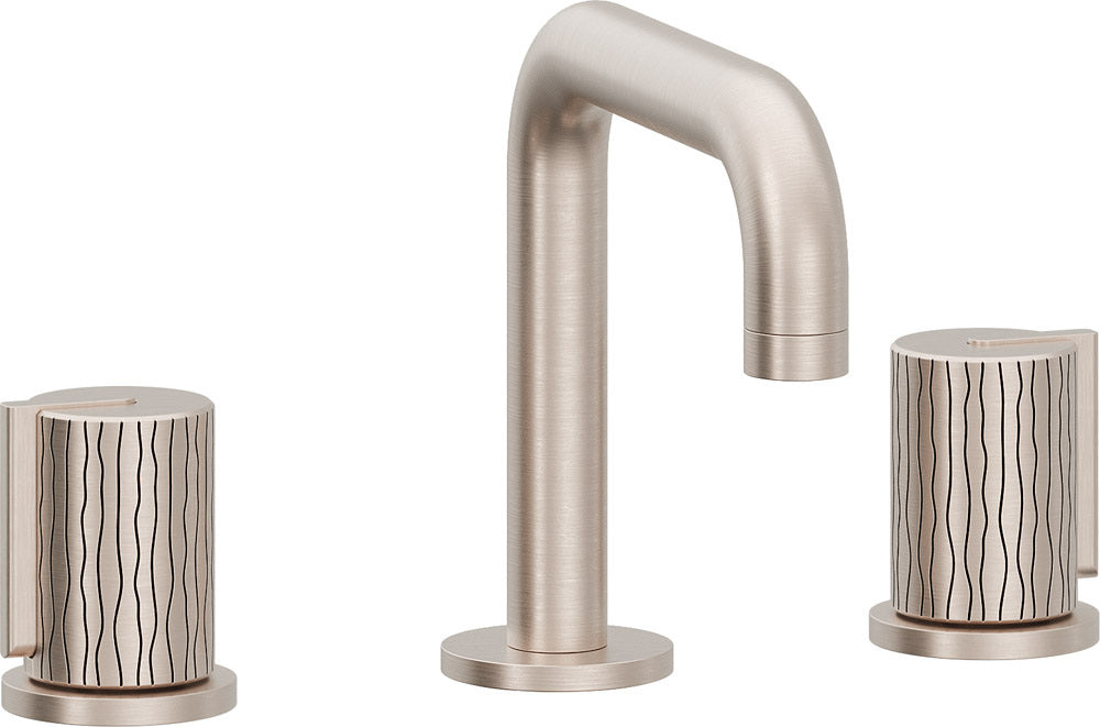 California Faucets Jalama Llave de Lavabo de 8" de 3 Orificios para Cubierta, con Dos Manerales - Pico Quad - Níquel Satinado