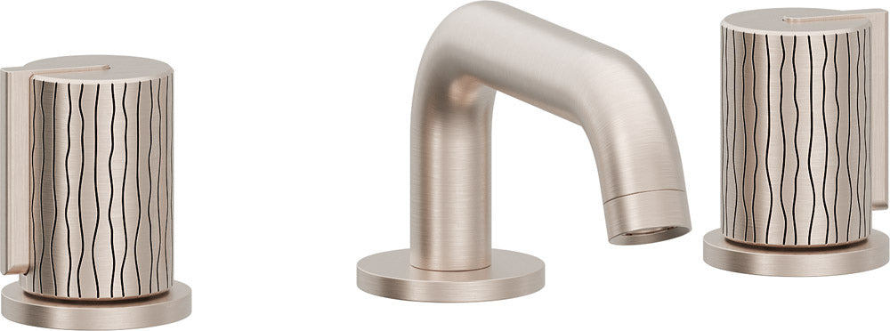 California Faucets Jalama Llave de Lavabo de 8" de 3 Orificios para Cubierta, con Dos Manerales - Pico Quad Bajo - Níquel Satinado