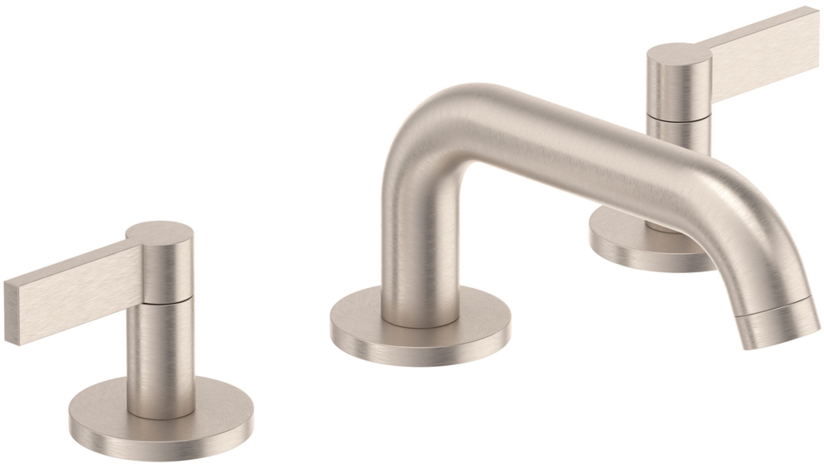 California Faucets Cayucos 8" Llave de Lavabo de 3 Orificios para Cubierta, con Dos Manerales - Níquel Satinado