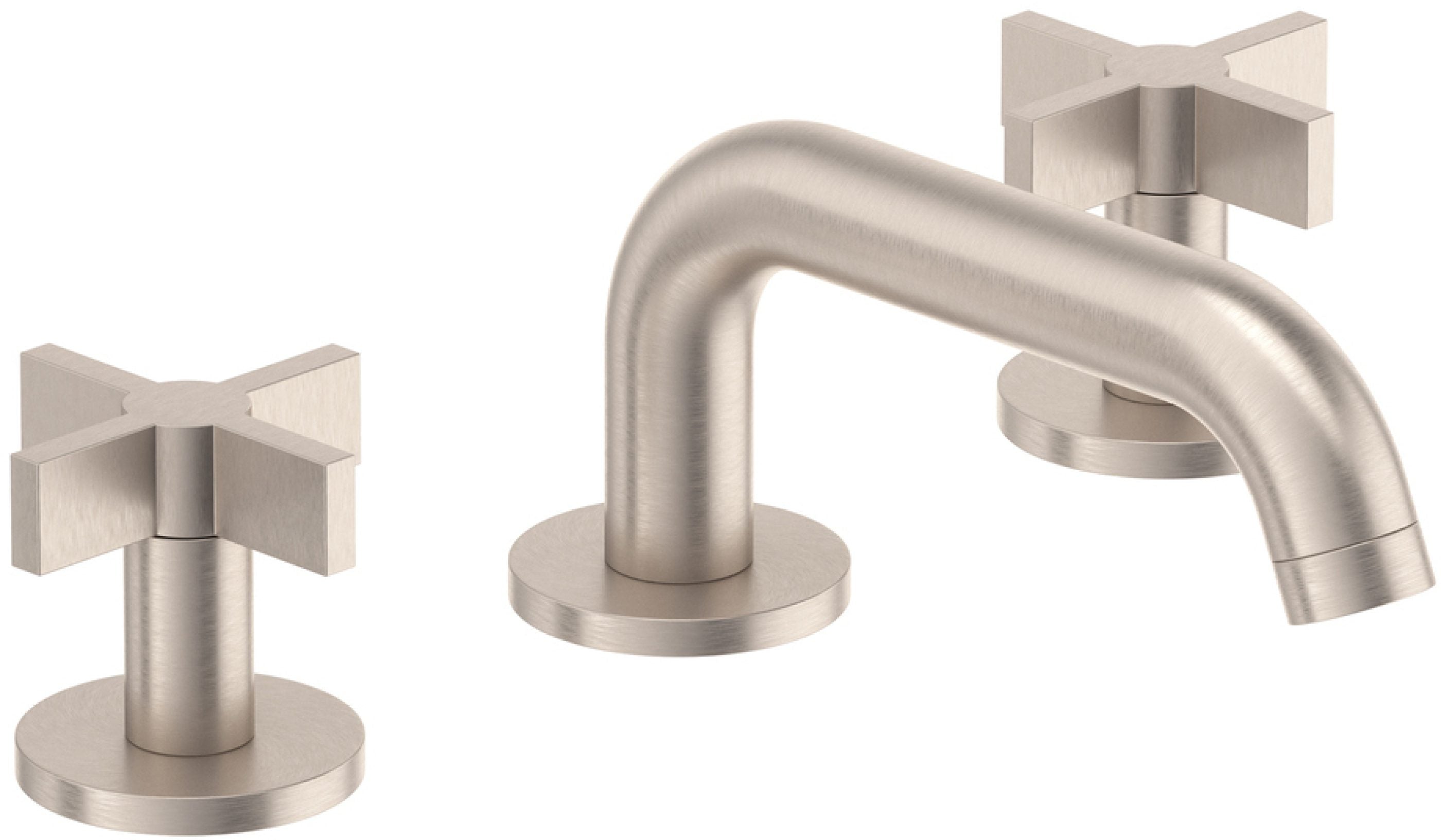 California Faucets Cayucos 8" Llave de Lavabo de 3 Orificios para Cubierta, con Dos Manerales - Níquel Satinado