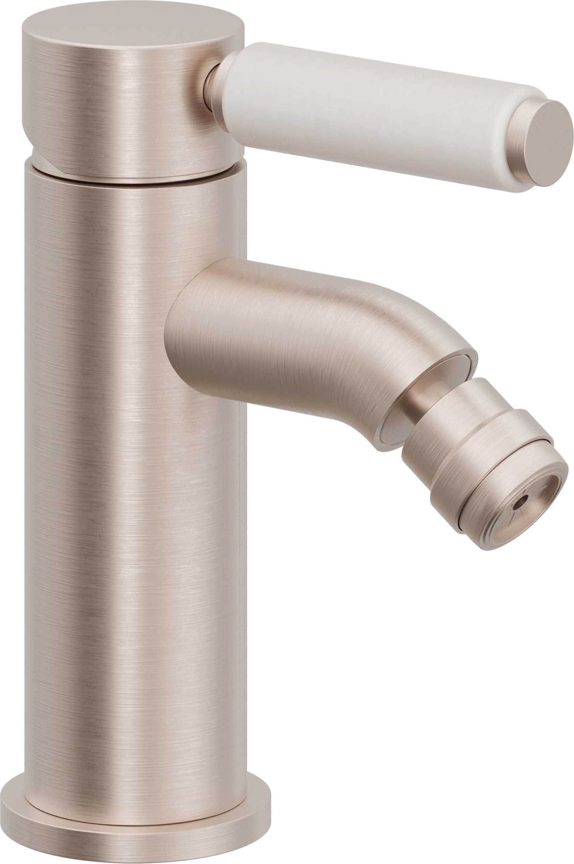 California Faucets Cayucos Bidet de Un Solo Orificio - Manija de Porcelana Blanca - Níquel Satinado