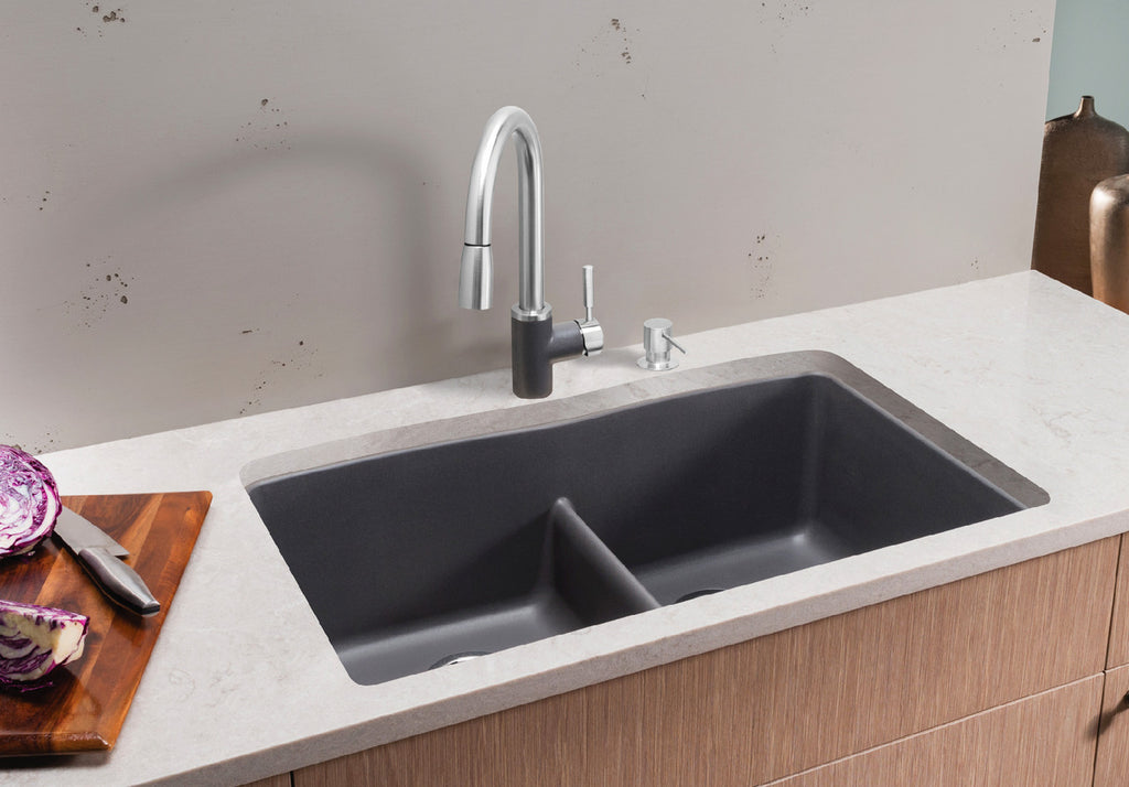 Blanco Diamond Equal Double Low Divide — Tarja de Silgranit