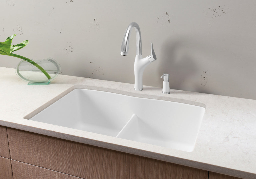 Blanco Diamond Equal Double Low Divide — Tarja de Silgranit