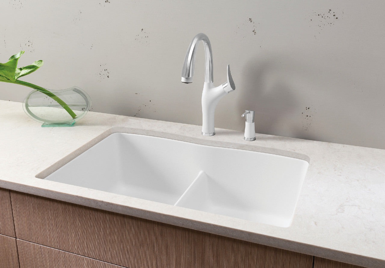 Blanco Diamond Equal Double Low Divide — Tarja de Silgranit