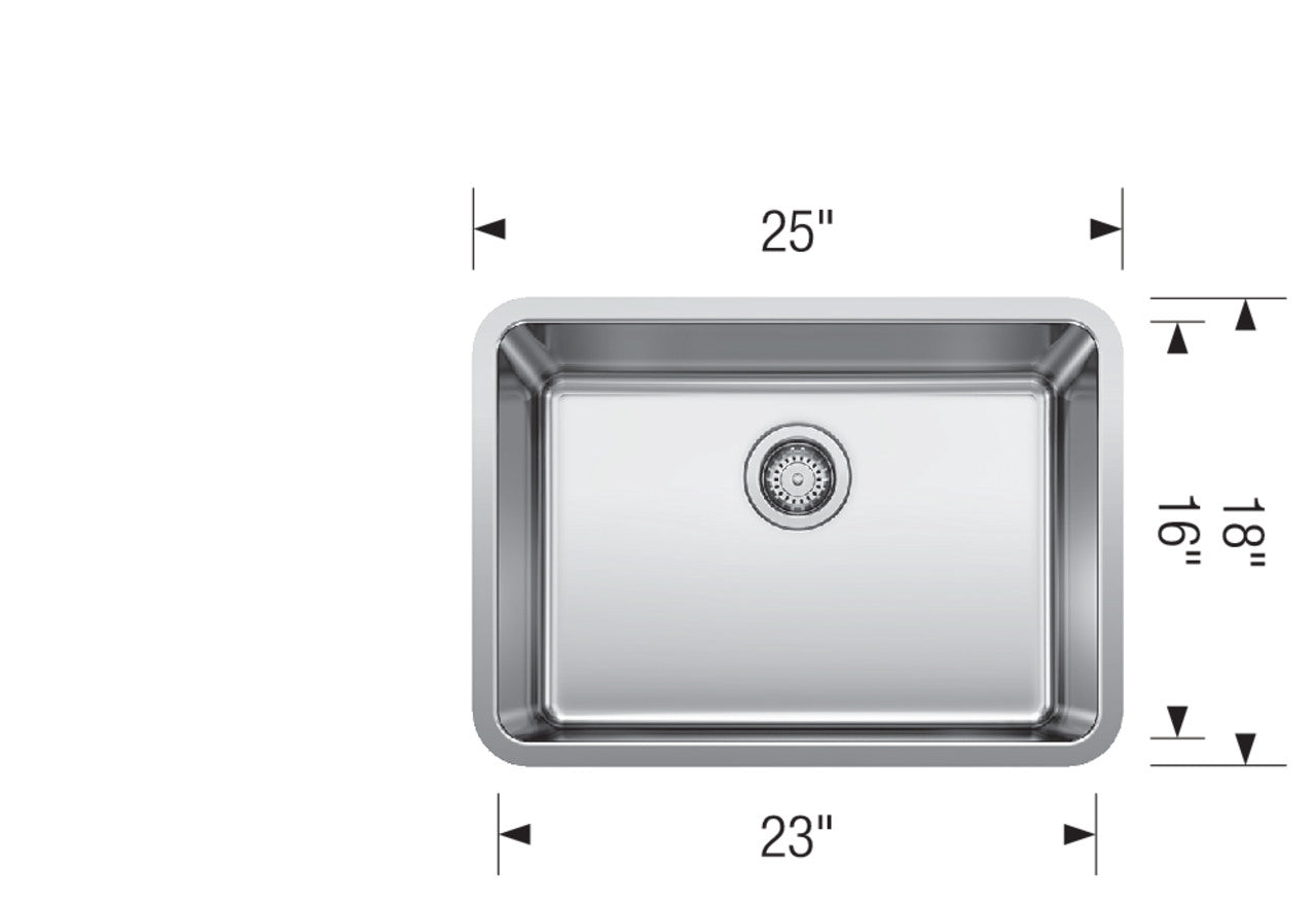 Blanco Formera 25″ Medium Single Bowl — Tarja de Acero Inoxidable