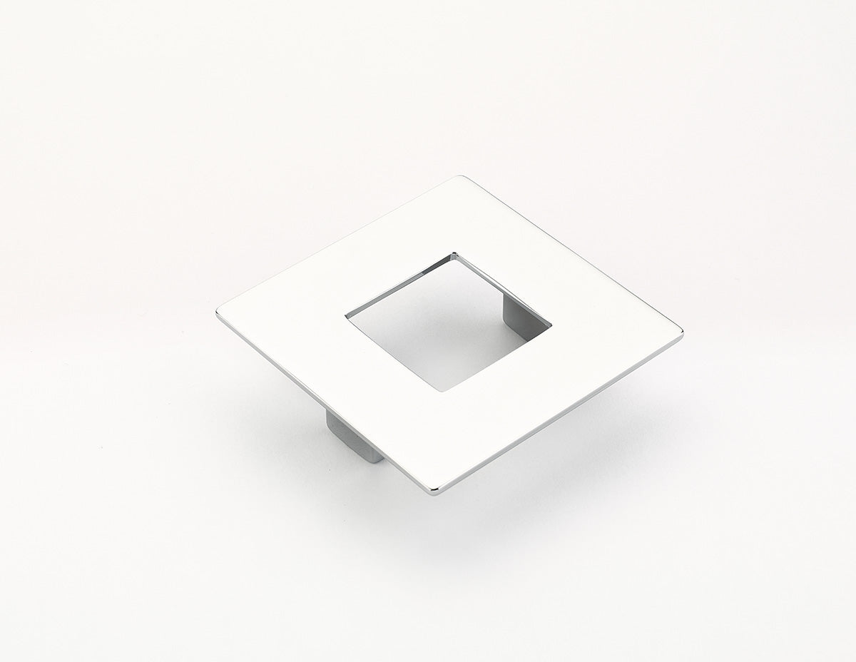 Schaub Jaladera Finestrino Plana Cuadrada, 2-1/2" cc — Cromo Pulido