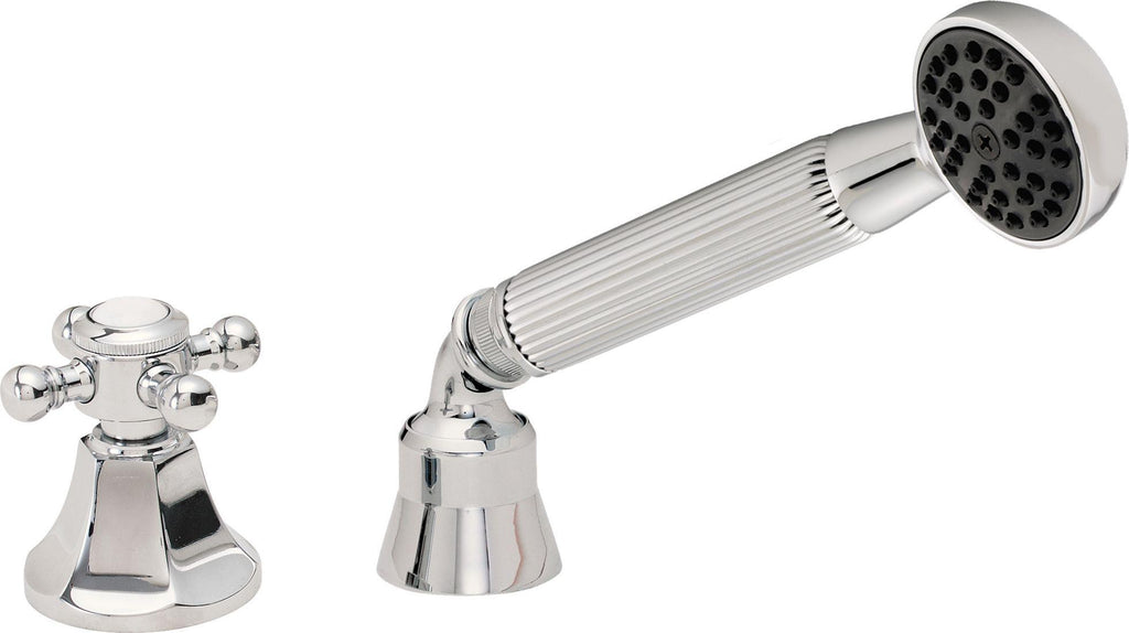 California Faucets Monterey Regadera de Mano y Desviador Completo para Tina Romana - Manija de Cruz - Polished Chrome