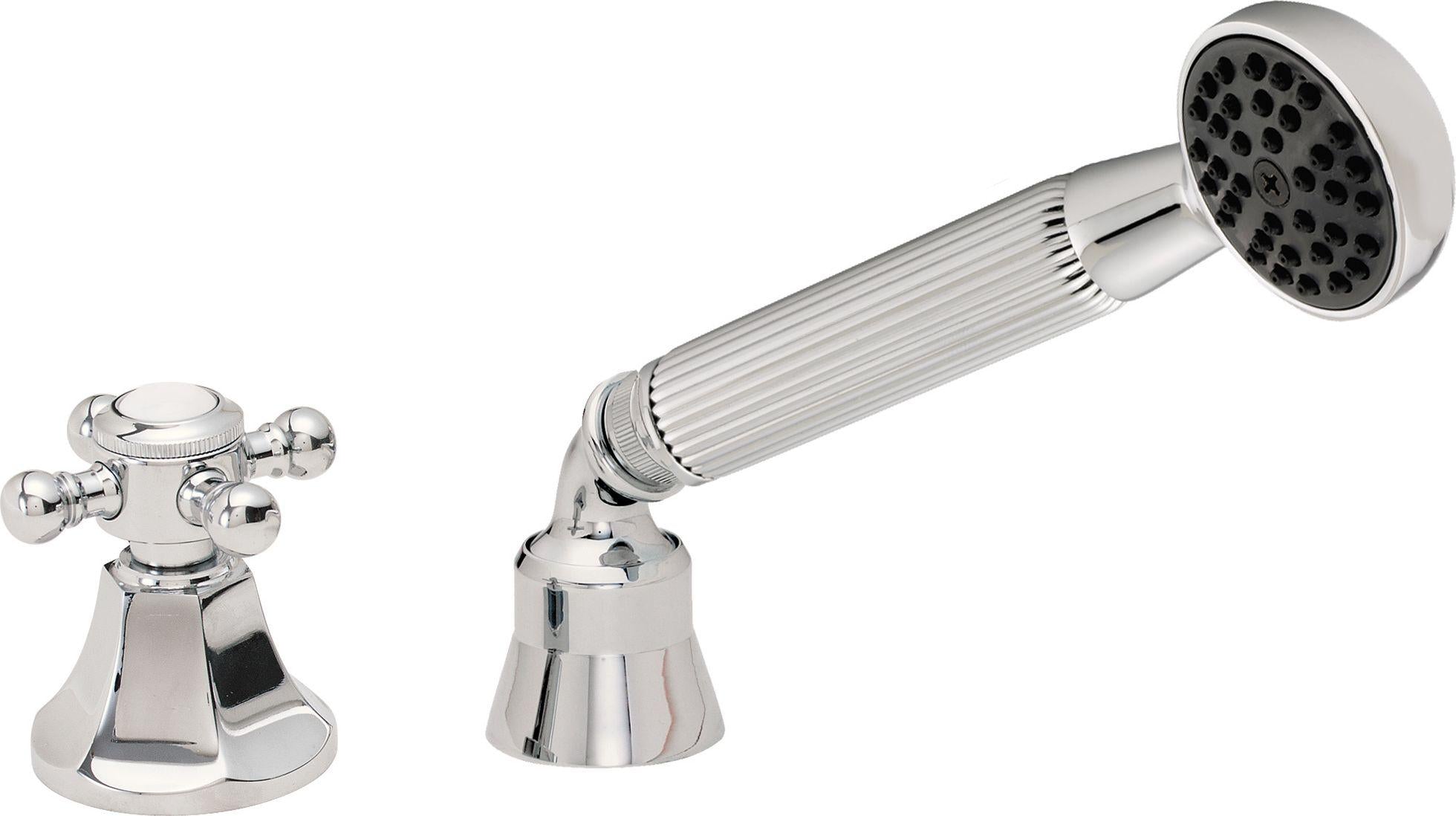 California Faucets Monterey Regadera de Mano y Desviador Completo para Tina Romana - Manija de Cruz - Polished Chrome