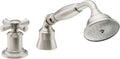 California Faucets Miramar Juego Completo de Regadera de Mano y Desviador para Tina Romana - HS-13M (inserto de metal/latón), Manija de Cruz