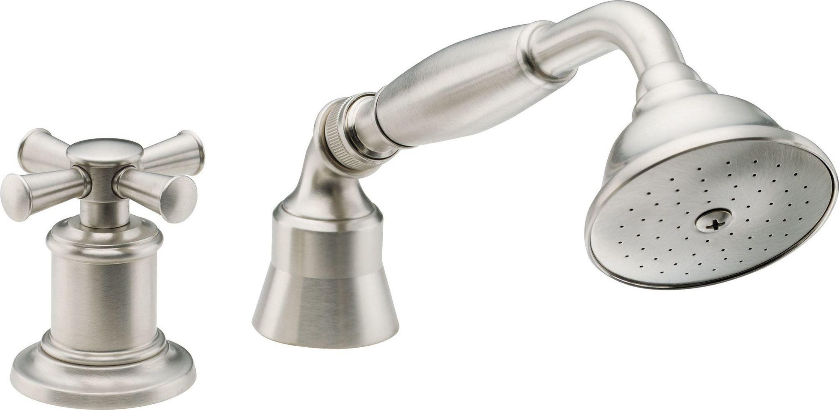 California Faucets Miramar Juego Completo de Regadera de Mano y Desviador para Tina Romana - HS-13M (inserto de metal/latón), Manija de Cruz