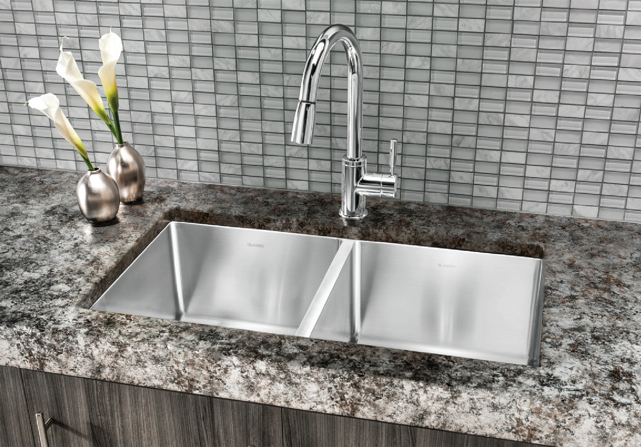 Blanco Quatrus R15 Equal Double Bowl — Tarja de Acero Inoxidable