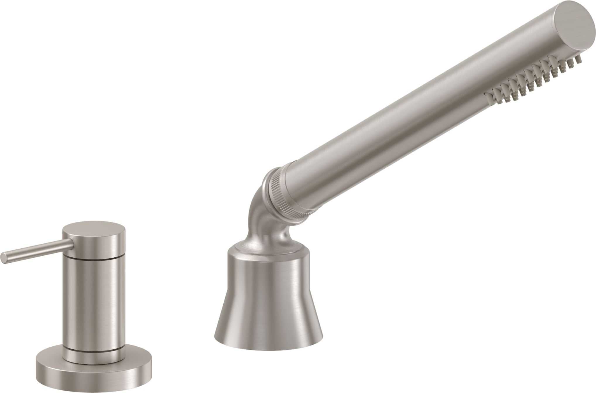 California Faucets D Street Regadera de Mano y Desviador Completo para Tina Romana - Palanca Redonda - Satin Nickel