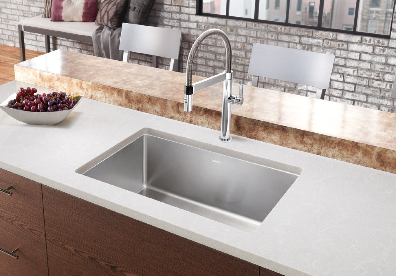 Blanco Quatrus R15 28″ Single Bowl — Tarja de Acero Inoxidable