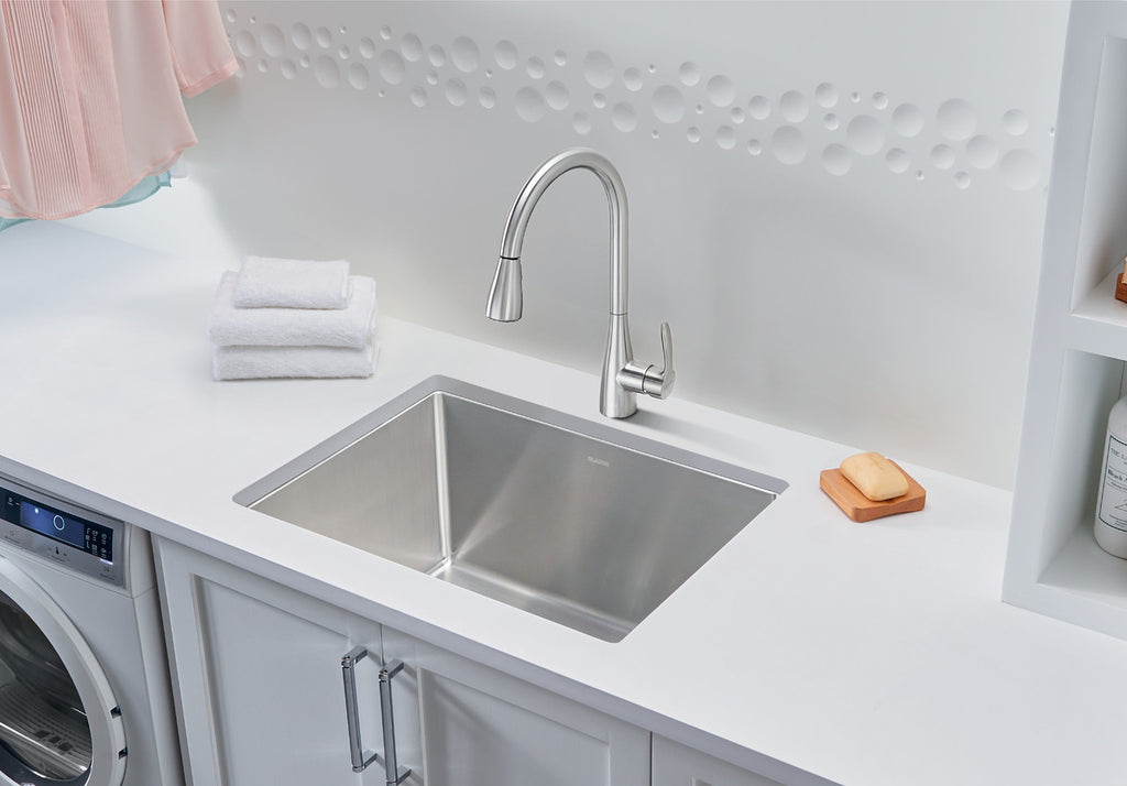 Blanco Quatrus R15 25″ Laundry Sink Dual Mount — Tarja de Acero Inoxidable
